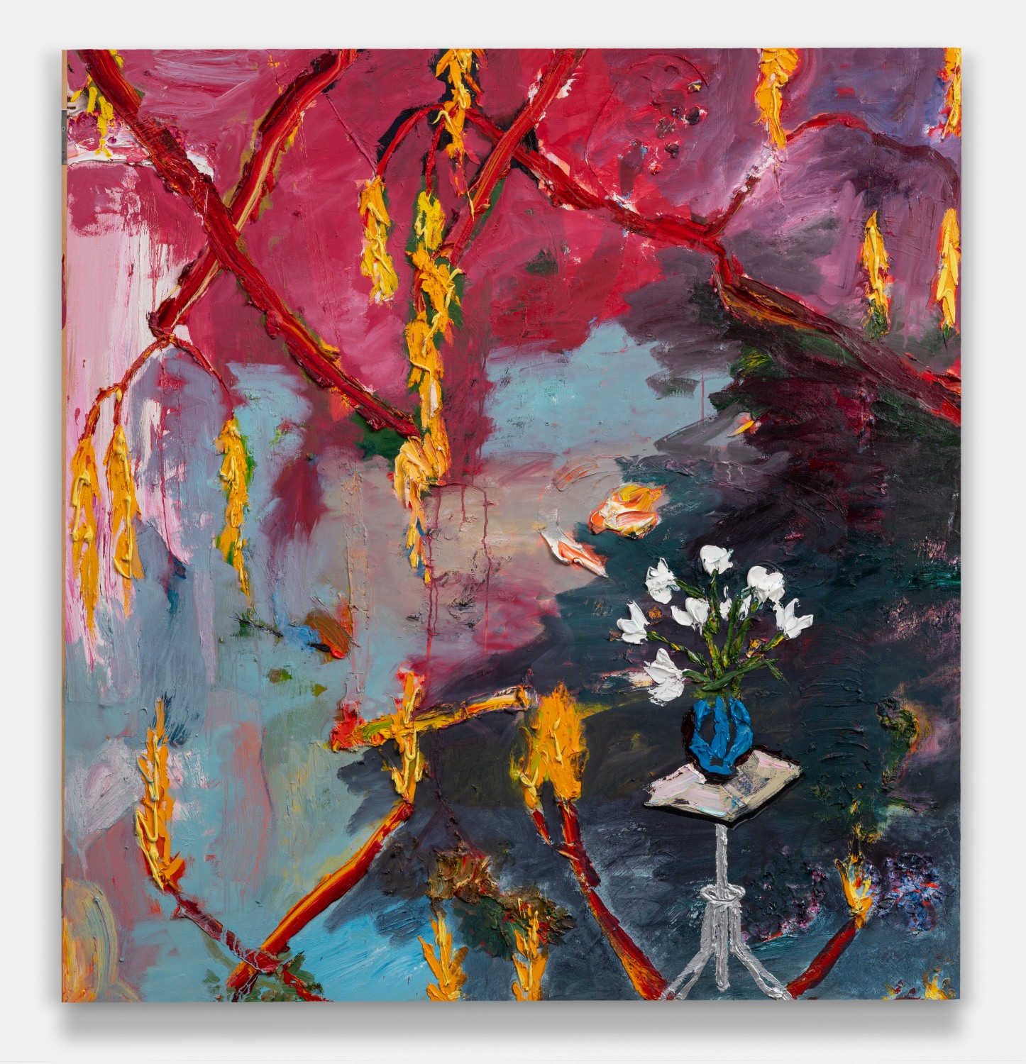 Studio White Tulips On Reflected Pond