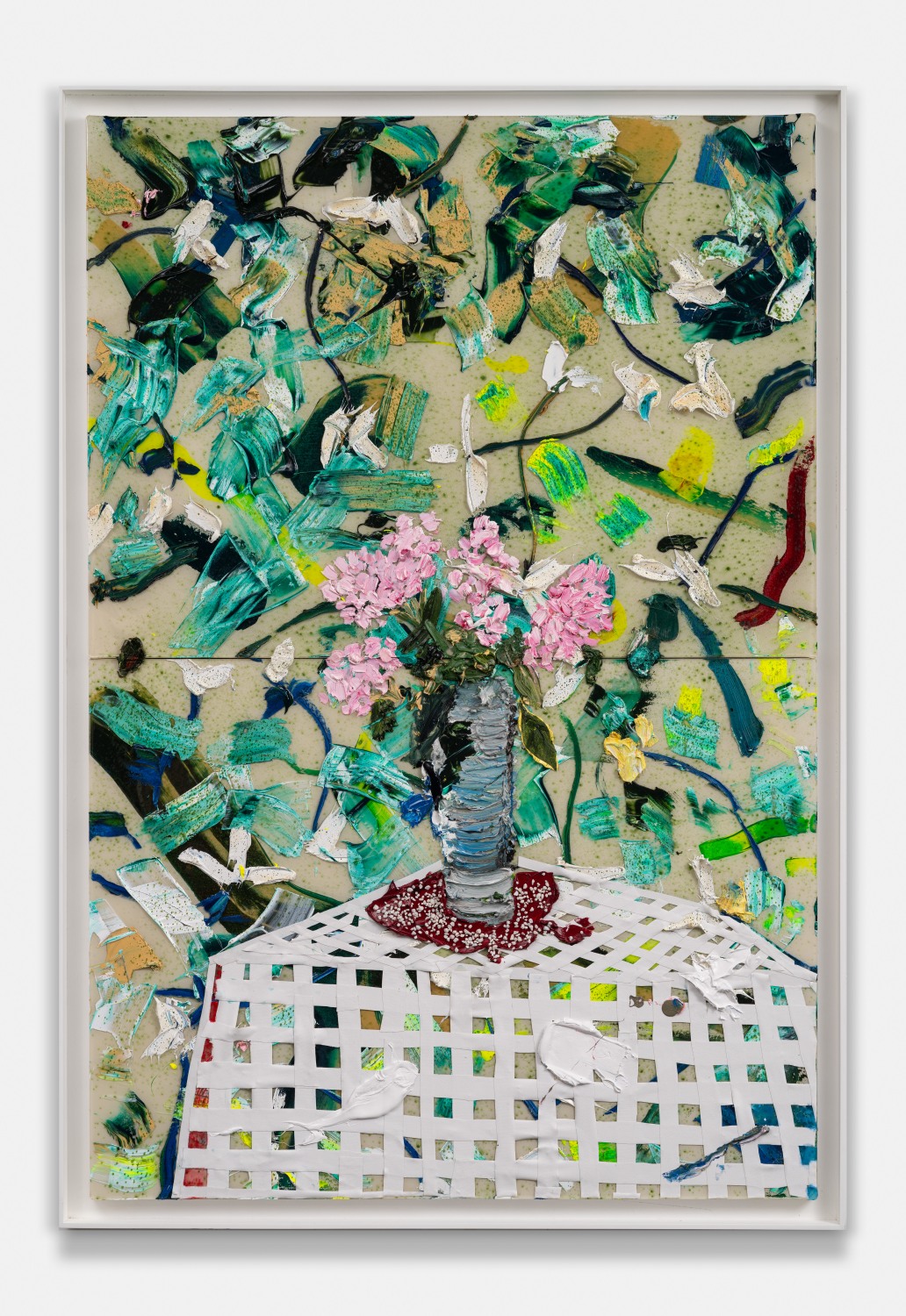 Pink Hydrangeas in Clay Vase