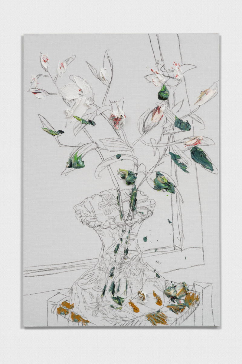 Lilies in Cut Crystal Vase