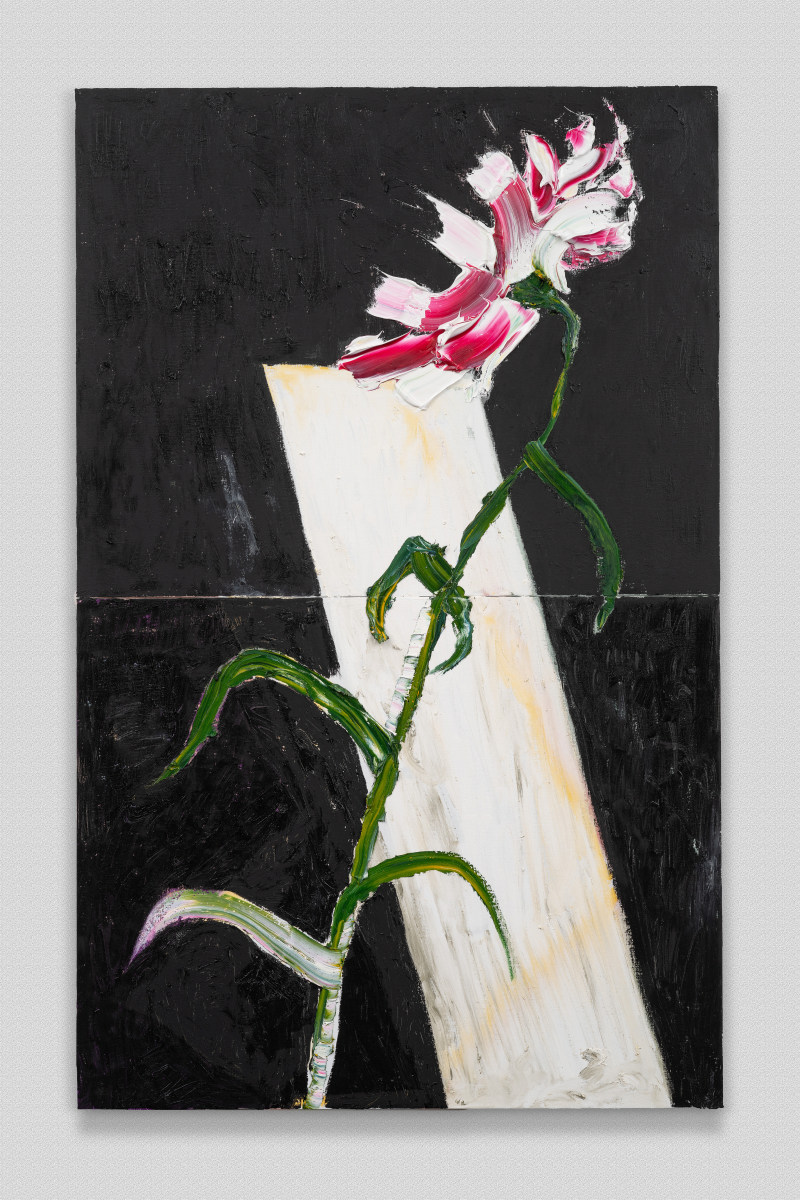 Wild Flower On Black Abstract Diptych