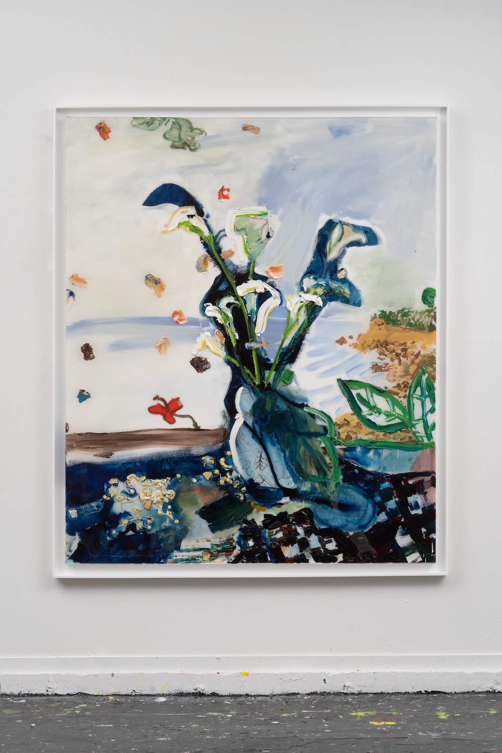 "Calla Lilies In Blue And White Vase"