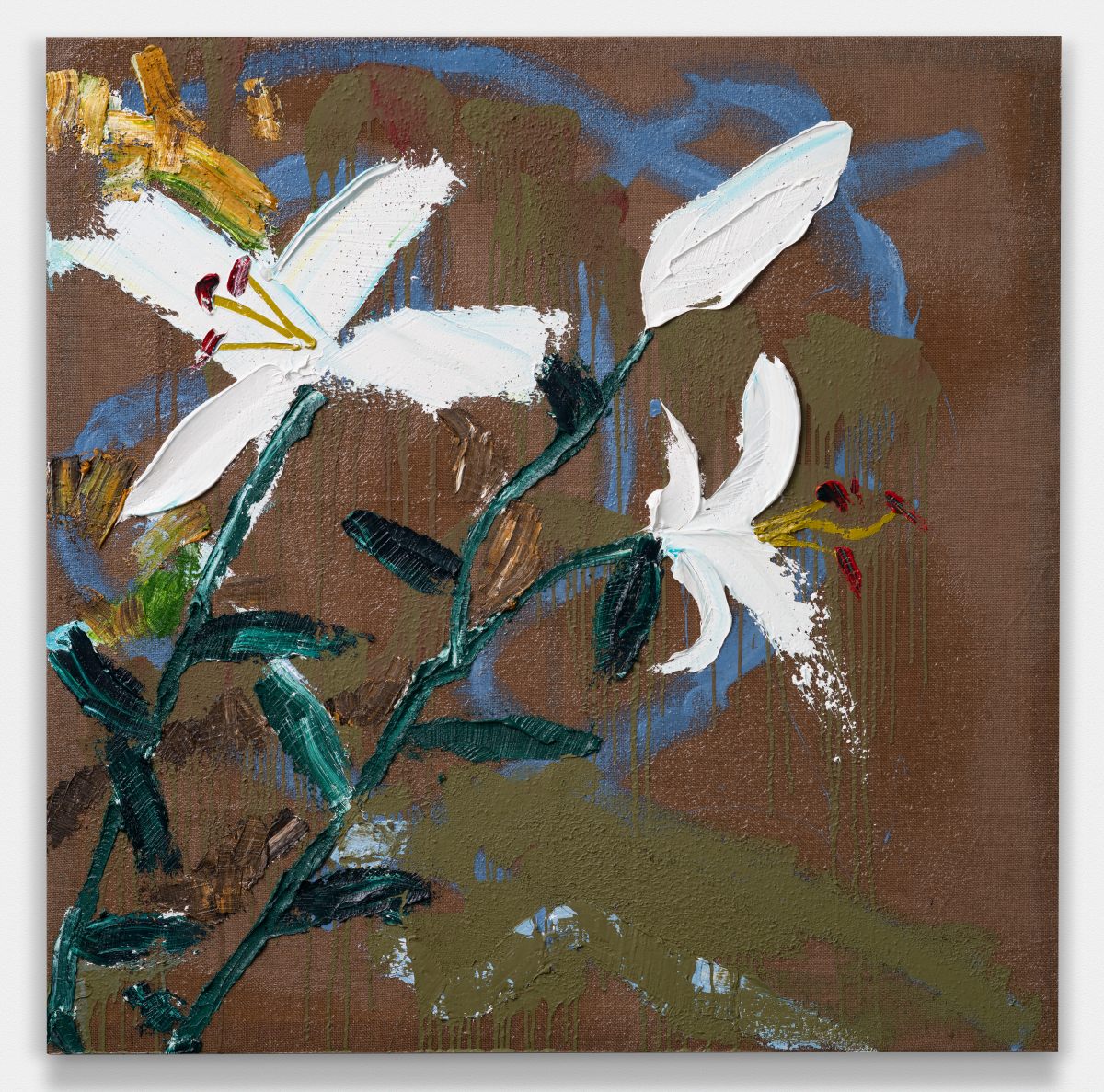 Large Lilies Jute Square