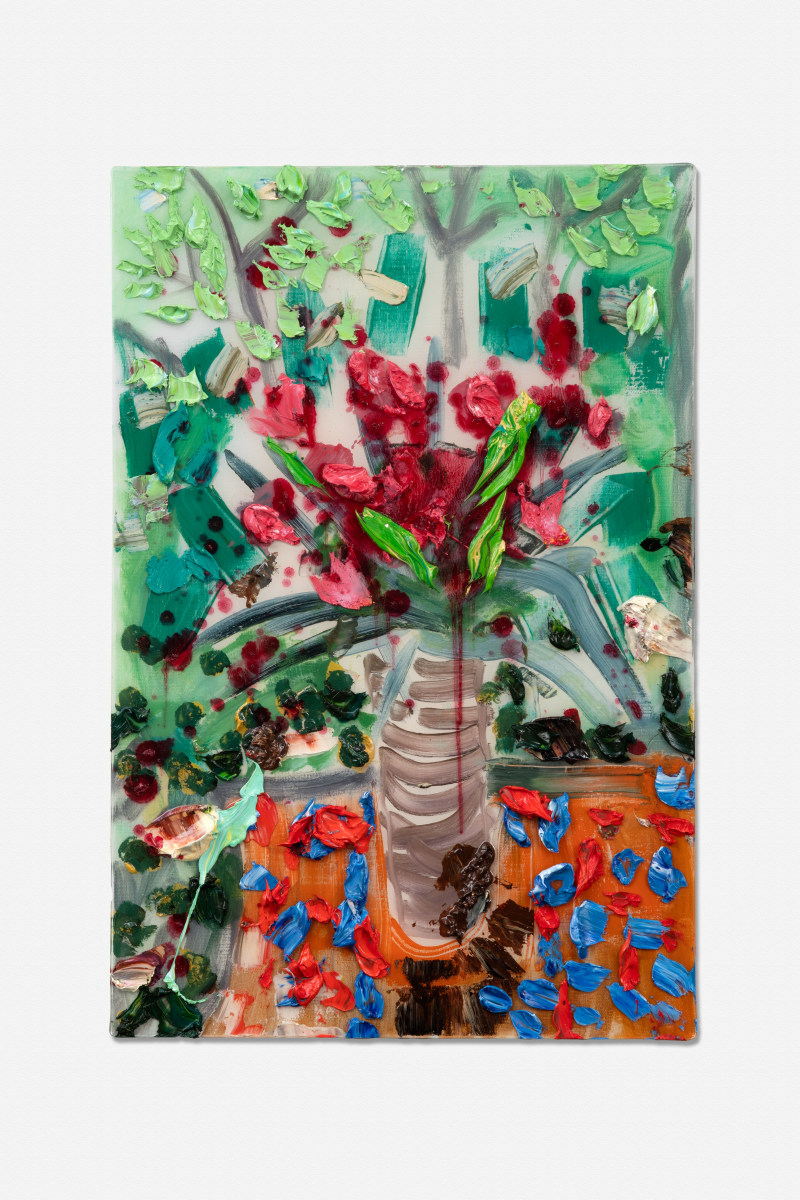 Red Drip Vase On Orange Table