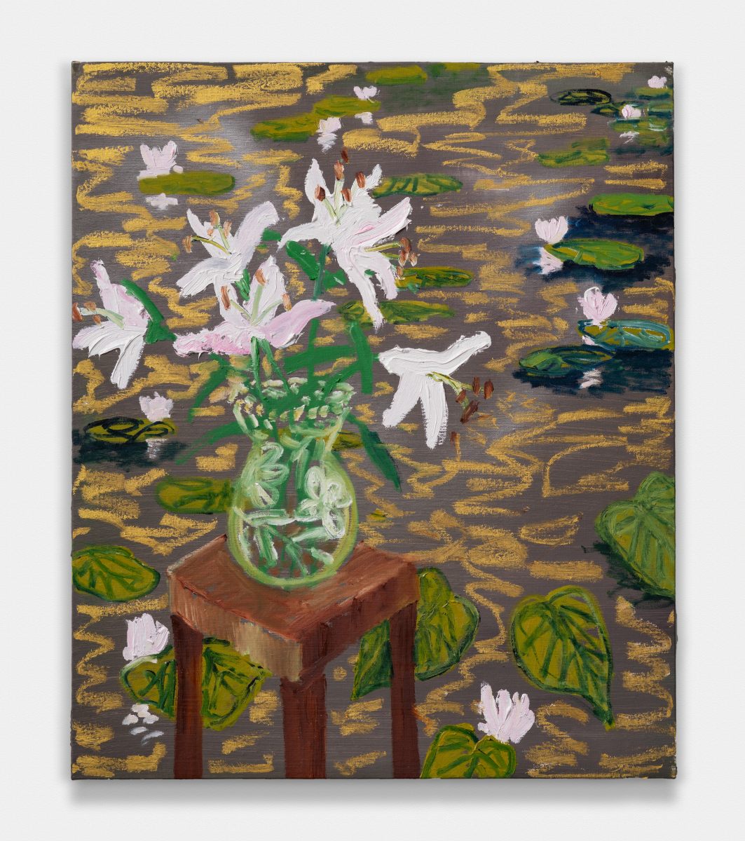 Stargazers In Vase On Stool By Pond