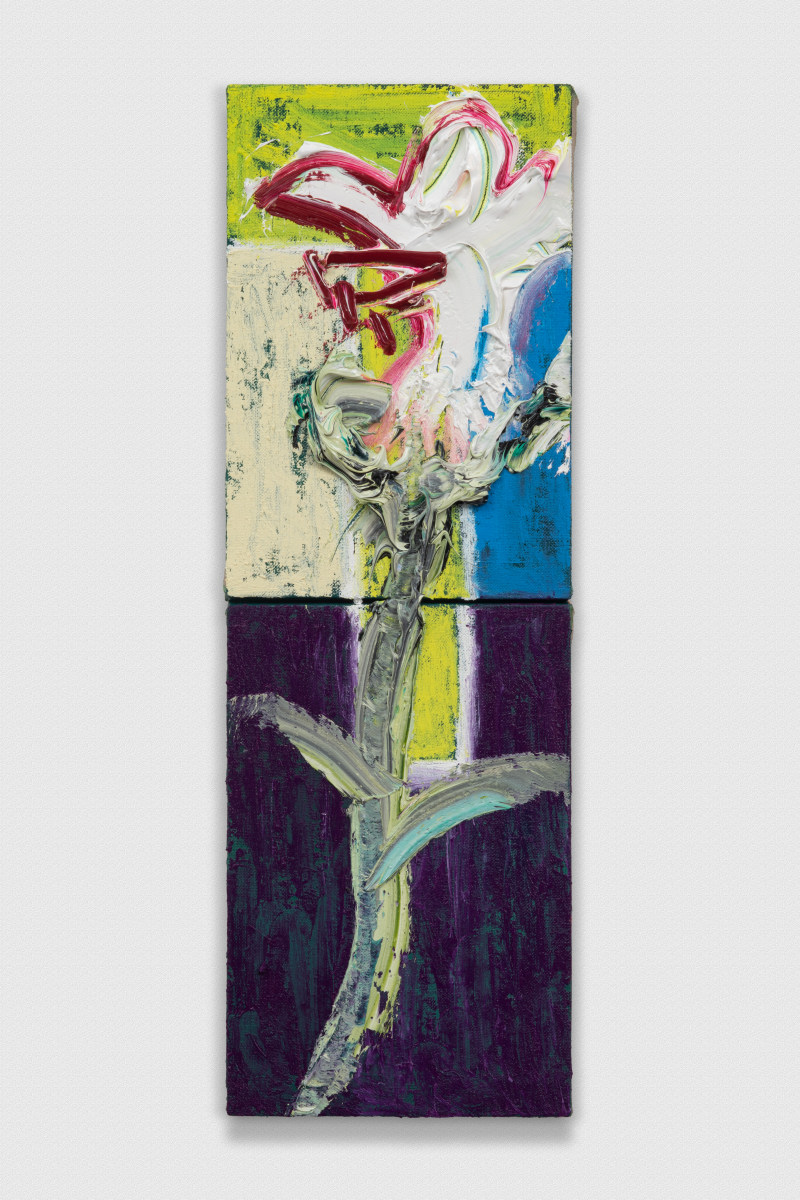 One Lily On Abstracted Diptych
