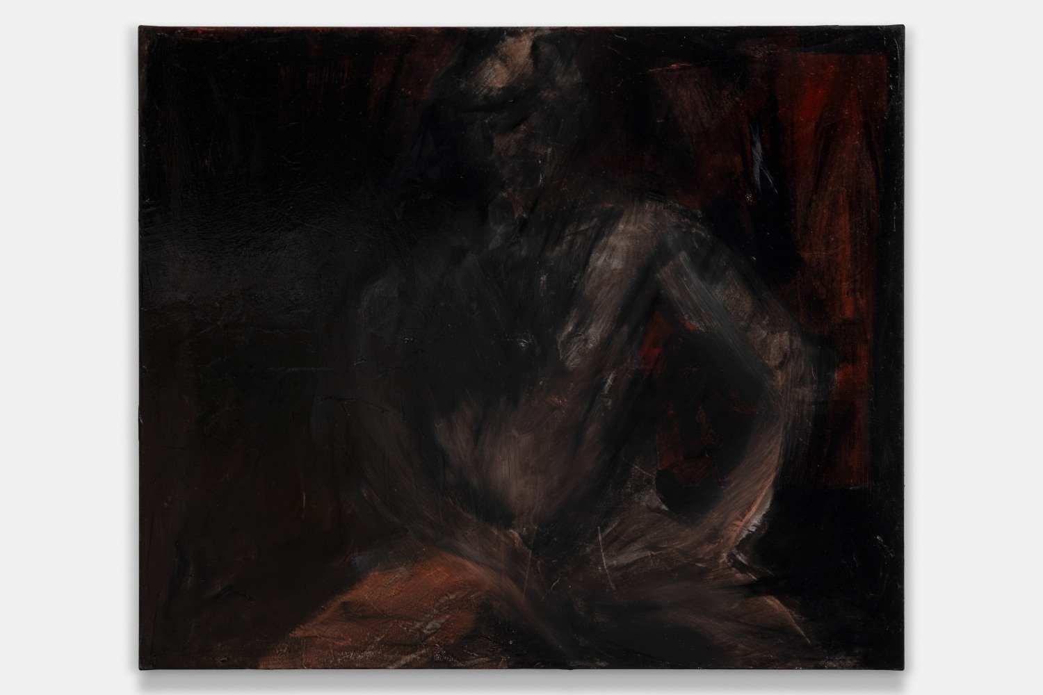 Dark Nude Sitting With Legs Spread