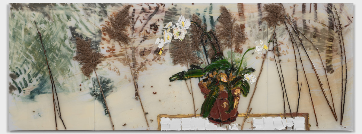 Winter Orchid With Pussy Willow And Phragmites