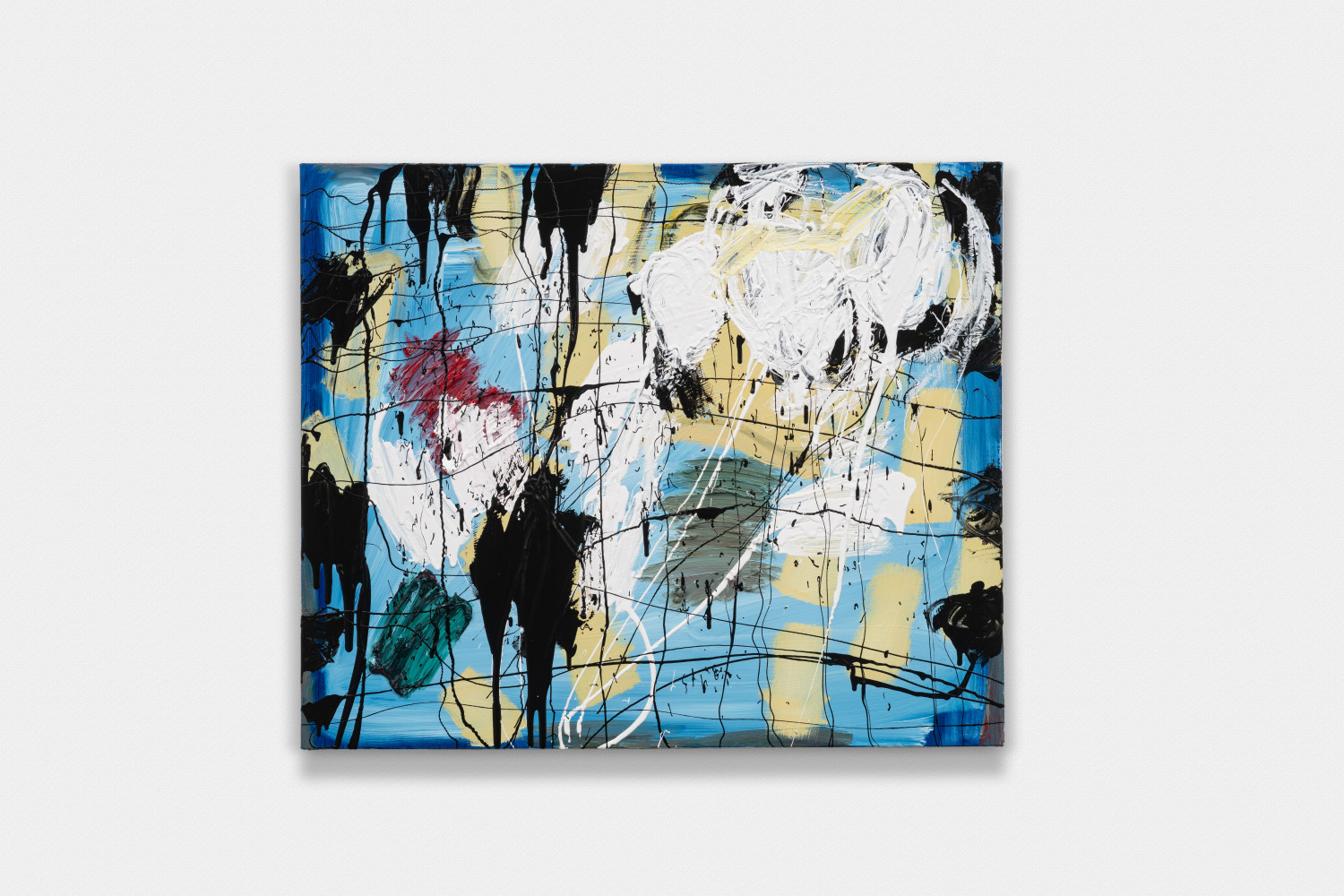 Untitled Rubber Painting With Black And White Grid