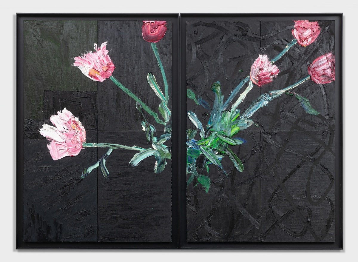 Peonies On Black Abstracts 