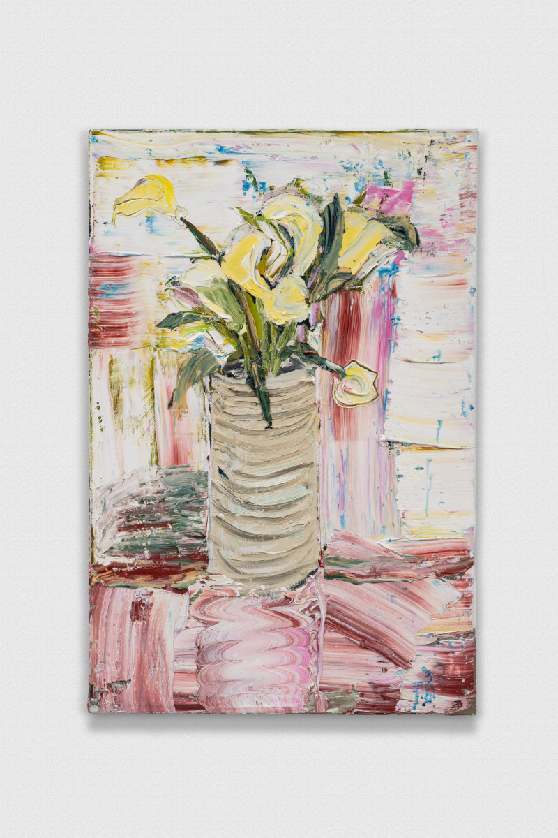 Calla Lilies In Ceramic Vase