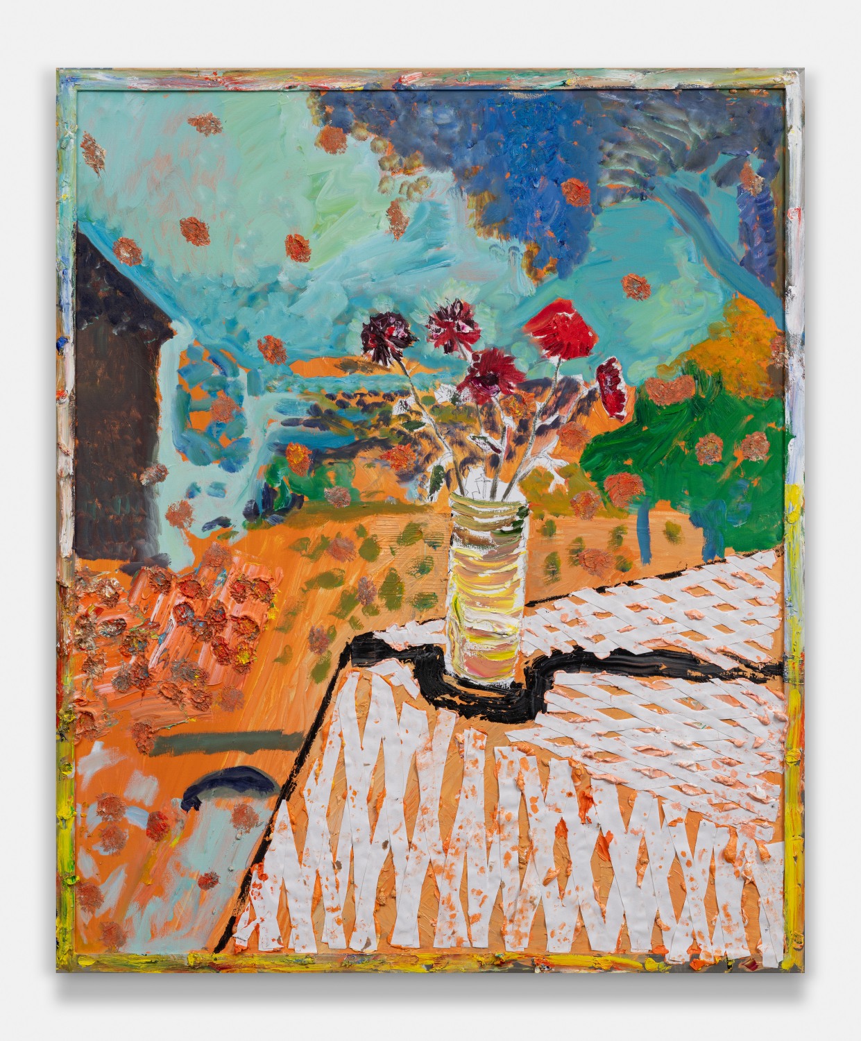 Roses On Checkered Tablecloth