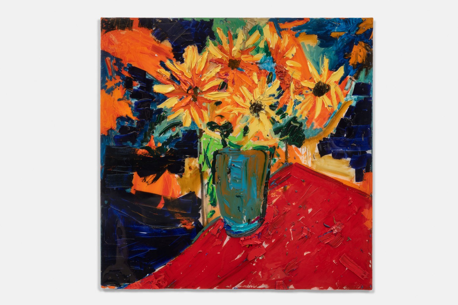 Sunflowers Red Vase