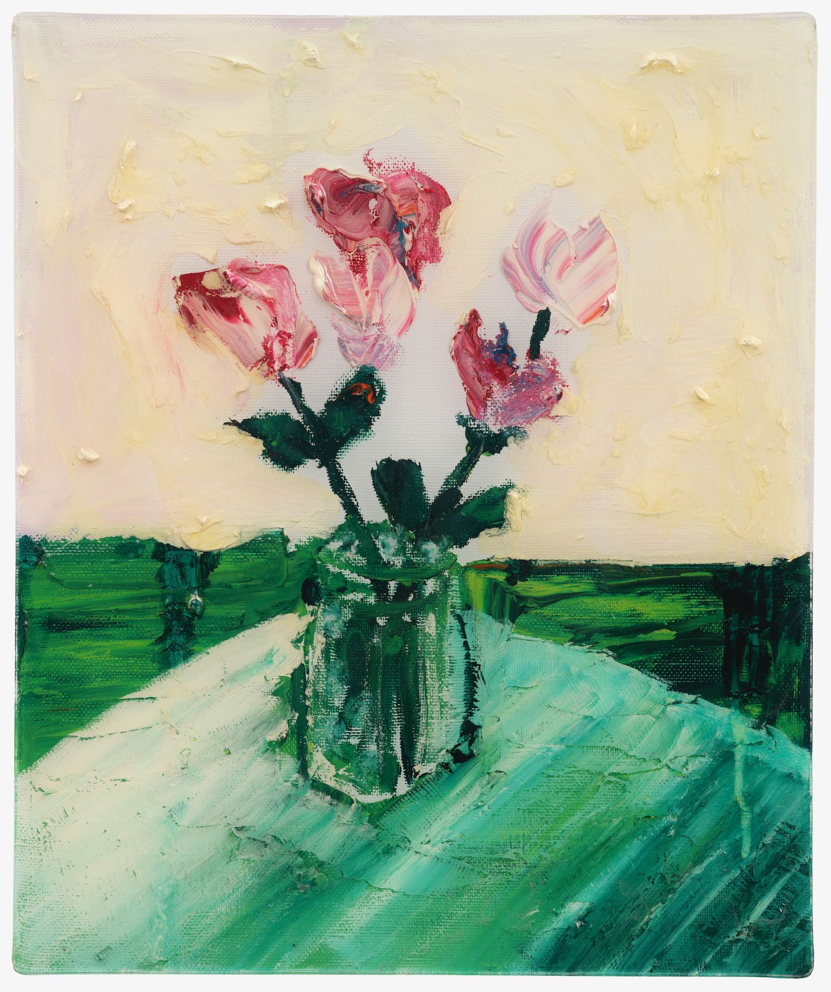 Roses On Green Table